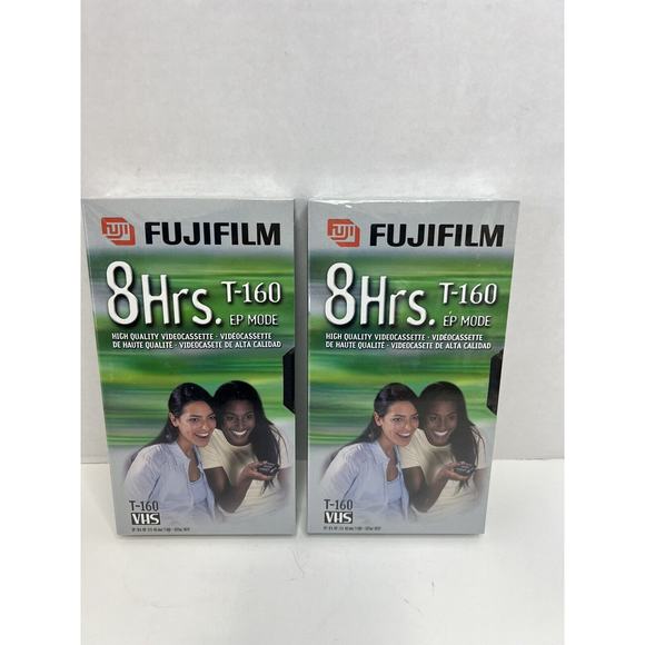 Lot of 2 NEW Fujifilm VHS Tapes 8 Hrs. T-160 EP Mode Sealed Blank VHS Video Tape - Picture 1 of 3